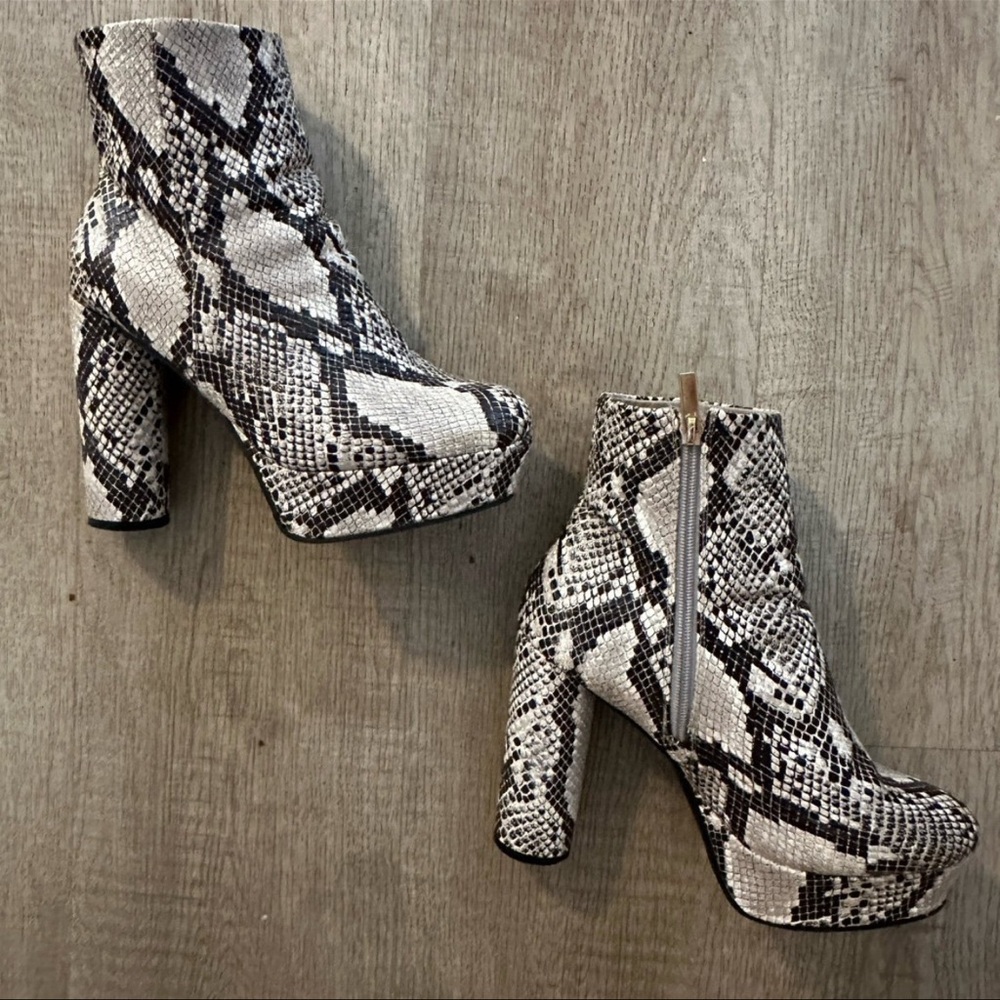 Snakeskin Platform Booties